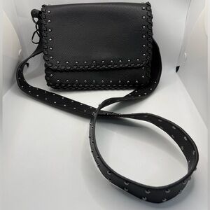 Mersi Black Pebbled Vegan Leather Georgia Crossbody